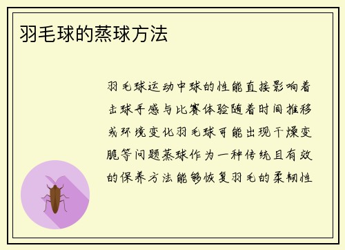 羽毛球的蒸球方法
